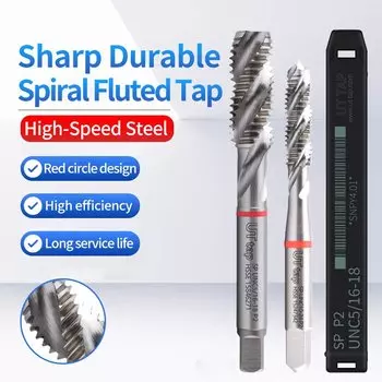 UT TAP HSSE-M35 Стандартный красный кольцевой спиральный рифленый метчик UNC UNF 2-56 4-40 6-32 8-32 10-24 1/4 3/8 Машинные резьбовые метчики