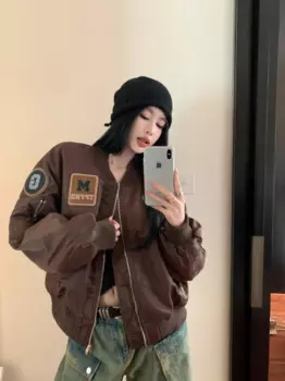 Утепленная хлопковая бейсбольная куртка в стиле пэчворк, женское короткое пальто на осень и зиму 2024, американская куртка