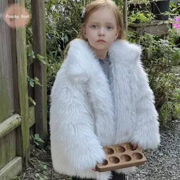 Утепленная Меховая куртка для маленьких девочек, с пуговицами