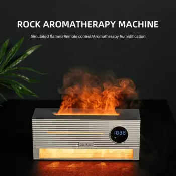 Увлажнитель-Ароматизатор воздуха Rock с имитацией пламени и часами
