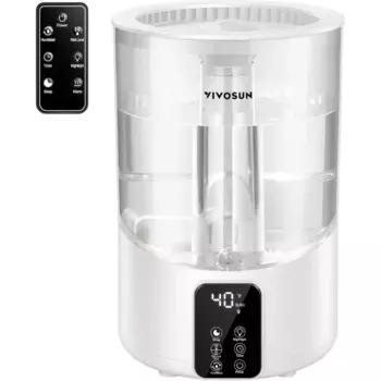 Увлажнитель воздуха VIVOSUN, 4 л, увлажнитель с прохладным и теплым туманом 2-в-1, ультразвуковой увлажнитель для помещений с коробкой для эфирного масла