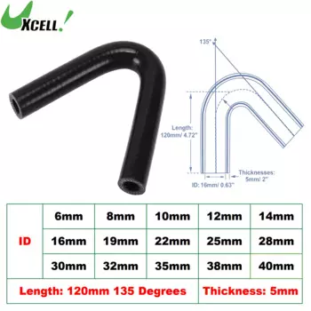 UXCELL 135°д. 6/8/10/12/14/16/19/22/25/28/30/32/35/38/40 мм ID силиконовый коленчатый шланг, соединитель, впускная труба интеркулера, длина 120 мм