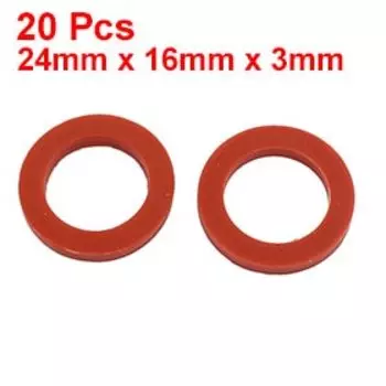 Uxcell 20 шт 24 мм x 16 мм x 3 мм уплотнительная с кольцом и шлангом прокладка силиконовая шайба красный для водонагревателя нетоксичный безвкусный