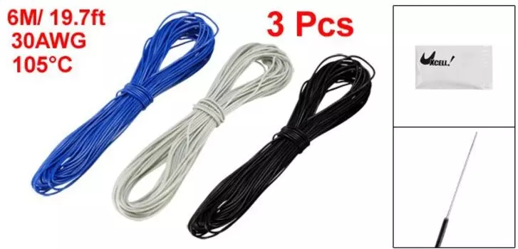 UXCELL 3 шт. 6 м длинная обмоточная проволока, Оловянная медная проволока P/N DM-30-1000 кабель для пайки ПП 30 AWG для электронного теста