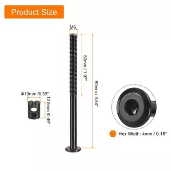 Uxcell Винты М6 с шестигранной головкой для мебели