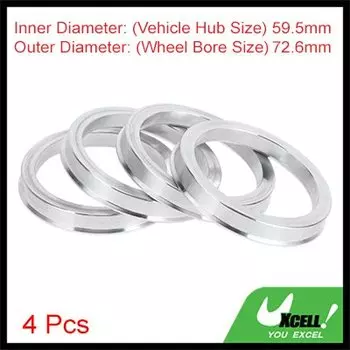 UXCELL 4 шт. Центрические кольца ступицы из алюминиевого сплава, наружный диаметр 72,6 мм, с внутренним диаметром 64,1 мм, 67,1 мм, 57,1 мм, 60,1 мм, 66,6 мм, 59,5 мм