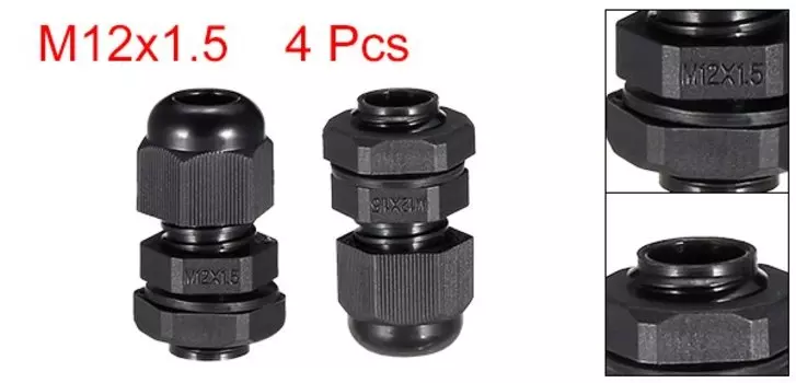 Uxcell 4 шт. M12/M20/M22/PG19/PG21 черный пластиковый кабельный сальник, регулируемый водонепроницаемый Соединитель с шайбой