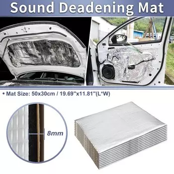 Uxcell 50X30 см автомобильный звукоизоляционный коврик из алюминиевой пены, автоматическая шумоизоляция, защита от нагрева, 5 мм, 10 мм, с роликовым инструментом для установки