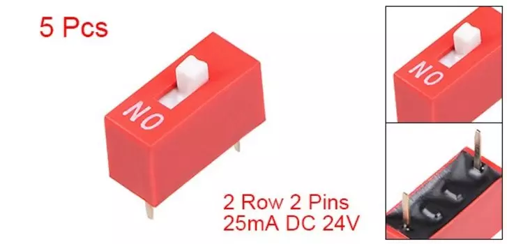 Uxcell 5 шт. красный DIP-переключатель, 1 позиция для печатных плат