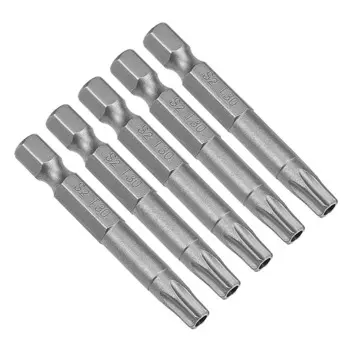 uxcell 5Pcs 50mm Length T30 Magnetic Security Torx Screwdriver Bits 1/4" Hex Shank Hand Tools набор отверток Ручные инструме