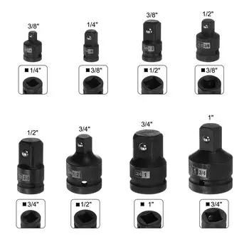 Uxcell 8 шт., 1/4 дюйма, 3/8 дюйма, 1/2 дюйма, 3/4 дюйма, 1 дюйм, Cr-V, стальная розетка, фоторозетка для ударного драйвера