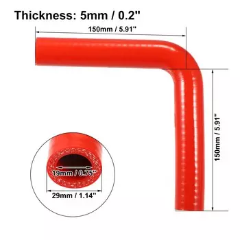 UXCELL 90 градусов 9,5/11/13/16/19/22/25/28/32/35/40/45/48/54 мм колено силиконовая муфта для шланга трубка интеркулера 150*150 мм красный