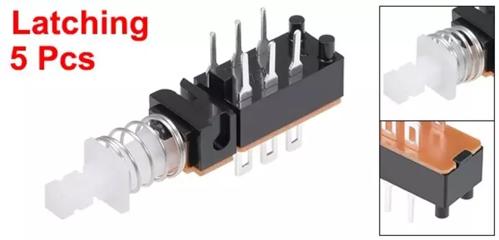 UXCELL Черный 6-контактный защелкивающийся переключатель