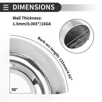 UXCELL от 38 мм до 60 мм, изгиб оправки 90 градусов, колено, модифицированная выхлопная труба автомобиля, трубопровод, сварное соединение, толщина 1,2 мм, 1,5 мм