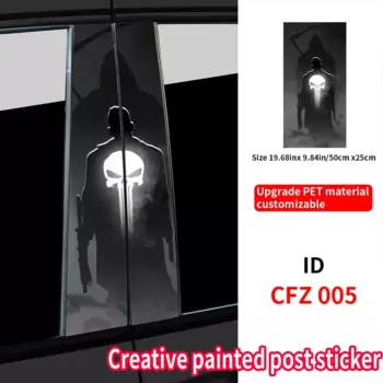 Ужасный каратель череп автомобильные наклейки авто B столб водостойкая декоративная крышка царапины солнцезащитный крем двери автомобиля столб виниловые наклейки