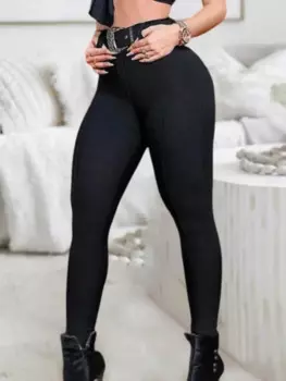 Узкие брюки с высокой талией и карманами и поясом