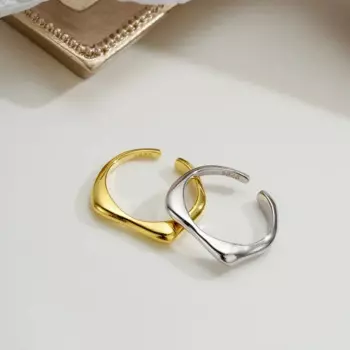 Узкий однотонный Блестящий серебряный Открытое кольцо с яркими блестками