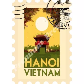 Вьетнам Сувенирный магнит Винтажный туристический плакат