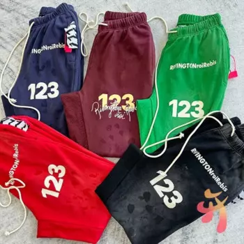 В наличии 24ss винтажные потертые спортивные штаны RRR123, хип-хоп, уличные брызги чернил, повседневные спортивные свободные спортивные штаны с завязками для мужчин и женщин