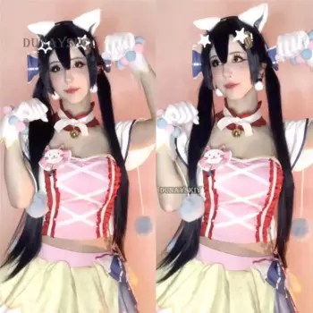 В наличии аниме LoveLive Cat Twin Tail Arcade Game 9-персонаж Косплей Костюм Tojo Nozomi Nico Honoka Umi Rin Maki Eli Полный комплект