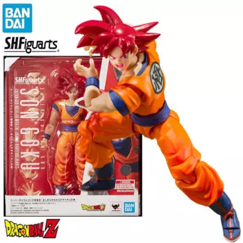В наличии BANDAI S.H. Фигурarts Dragon Ball Z Super Saiya God Son Goku -Saiya God Of Virute- 14 см аниме фигурки, модели игрушек