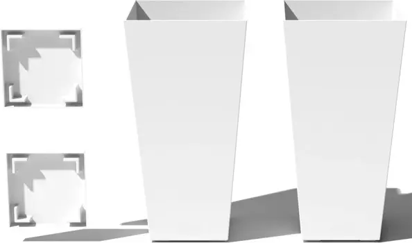 V-образная Смола комнатный/уличный конический цветочный горшок (белый, 30 дюймов-2 упаковки, с 2 лотками)