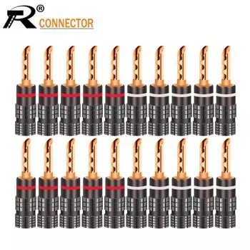 Банановые штекеры R L1009 24К золотые медные 4 мм