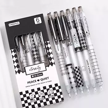 VALIOSOPA Шахматные гелевые ручки, черный, 0,5 мм, набор из 6 штук