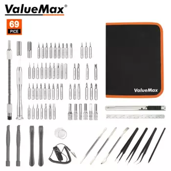 ValueMax 69pc Набор инструментов для электронного ремонта комплекты точного отверстия металлические краубар Tweezers для вычисления телефона камеры смотреть PC