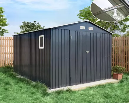 VanAcc 10x12x7,5 футов наружный стеллаж для хранения, оцинкованная сталь, с 2 фотопередающими окнами и двойным