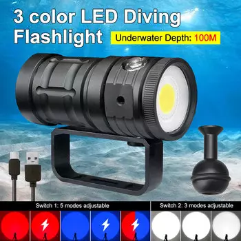 VASTFIRE Фонарик для дайвинга 3 цвета 100 лм