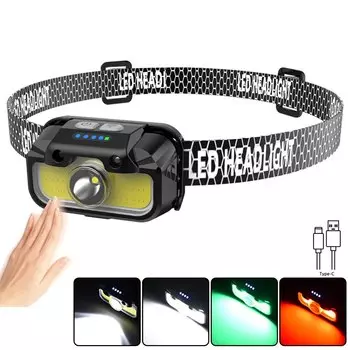 VASTFIRE налобный фонарь 14 режимов белый+красный+зеленый