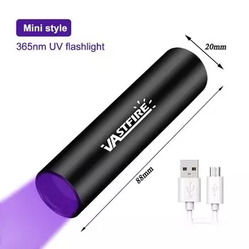 VASTFIRE УФ-фонарик 365nm 395nm черный свет