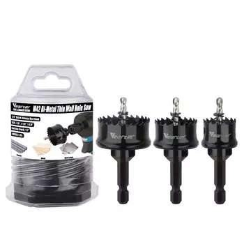 Vearter 3 шт. 21/27/33 мм тонкая настенная биметаллическая пила M42 с шестигранным хвостовиком 6,35 мм для резки дерева металла ПВХ нержавеющей стали
