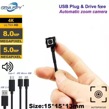 Веб-камера Type-C AF с автофокусом 4K 8MP 15FPS Высокоскоростная UVC OTG 5MP 30FPS Модуль аудио USB-камеры 5MP Мини-наблюдение CCTV