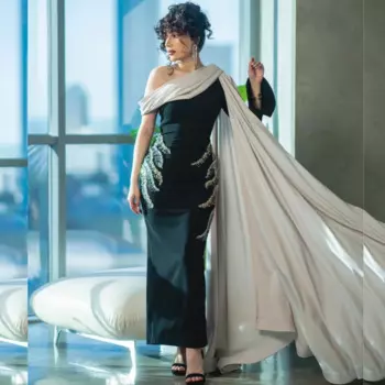 Вечернее платье для выпускного вечера из Саудовской Аравии, атласное коктейльное украшение с бисером, женское ТРАПЕЦИЕВИДНОЕ ПЛАТЬЕ на одно плечо на заказ, миди-платье es