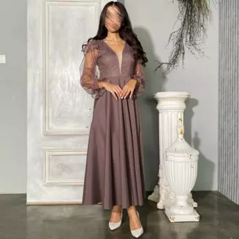 Вечернее платье-миди с рюшами, выпускного