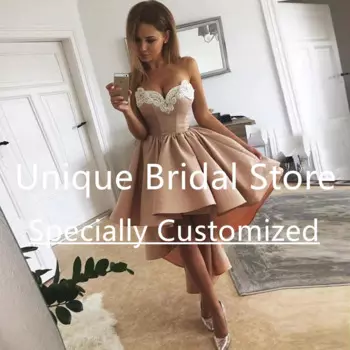 Вечерние Платья Hi-Lo, ТРАПЕЦИЕВИДНОЕ платье с открытой спиной, на молнии, без рукавов, из искусственного атласа, винтажное короткое платье для встречи выпускников