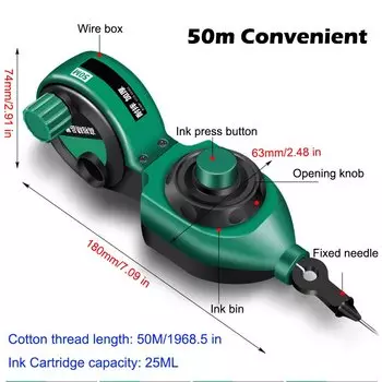 Ведро для чернил для деревообработки, 50 м, хлопковая нить, Столярный локатор с уровнем, специальные инструменты для установки на строительной площадке