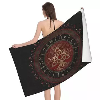 Vegvisir and Tree of Life Пляжное полотенце из микрофибры