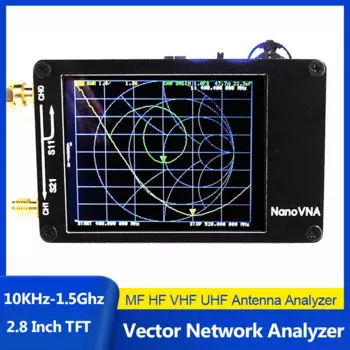 Векторный анализатор сети Nanovna, 10 кГц-1,5 ГГц, анализатор коротких волн HF, VHF, UHF, антенны, 3,5-дюймовый TFT дисплей с батареей