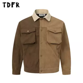 Вельветовая куртка с цветными блоками, мужская повседневная куртка в стиле ретро, осенне-зимняя однобортная мужская куртка с длинными рукавами и лацканами