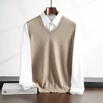 (Великий! 100% кашемир) Мужской жилет на плоской подошве с v-образным вырезом, жилет, повседневный классический универсальный модный мужской жилет