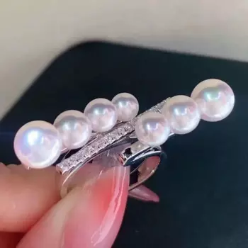 Великолепное кольцо с белым жемчугом диаметром 3,5-8 мм в южноморском стиле, кольца 925 пробы, серебряное кольцо, обручальное кольцо