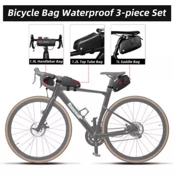 Велосипедная сумка Rhinowalk, комплект из 3 предметов, водонепроницаемая сумка на руль 1,9 л, сумка на верхнюю трубу 1,2 л, седло 1 л, портативная Съемная велосипедная сумка