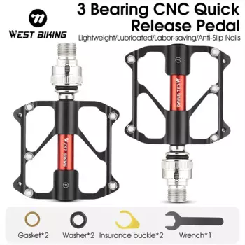 Велосипедные педали WEST BIKING MTB, быстросъемное непромокаемое уплотнение с ЧПУ, 3 подшипника, расширенные нескользящие хромированные молибденовые аксессуары для велосипеда