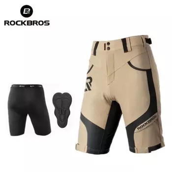 Велосипедные шорты ROCKBROS мужские, двухслойные дышащие, быстросохнущие, для горных и шоссейных велосипедов, велоспорта, скалолазания, летние