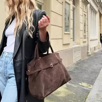 Велюровая Ретро сумка-тоут из замши для женщин, Роскошный дизайнерский скраб, модная вместительная дамская сумочка