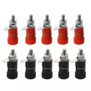 VENSTPOW Банановые разъемы 4 мм, 10 шт., красный+черный