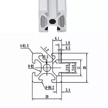 VENSTPOW Экструзионный алюминиевый профиль 2020 100-800 мм